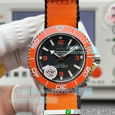 TS Factory Swiss Clone Omega Seamaster 600m Black Dial Orange Ceramic Bezel Watch 